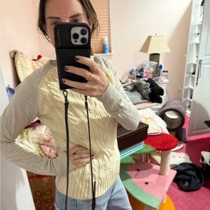 Like new Lulu lemon Cream and Gray Cable Knit Sweater
